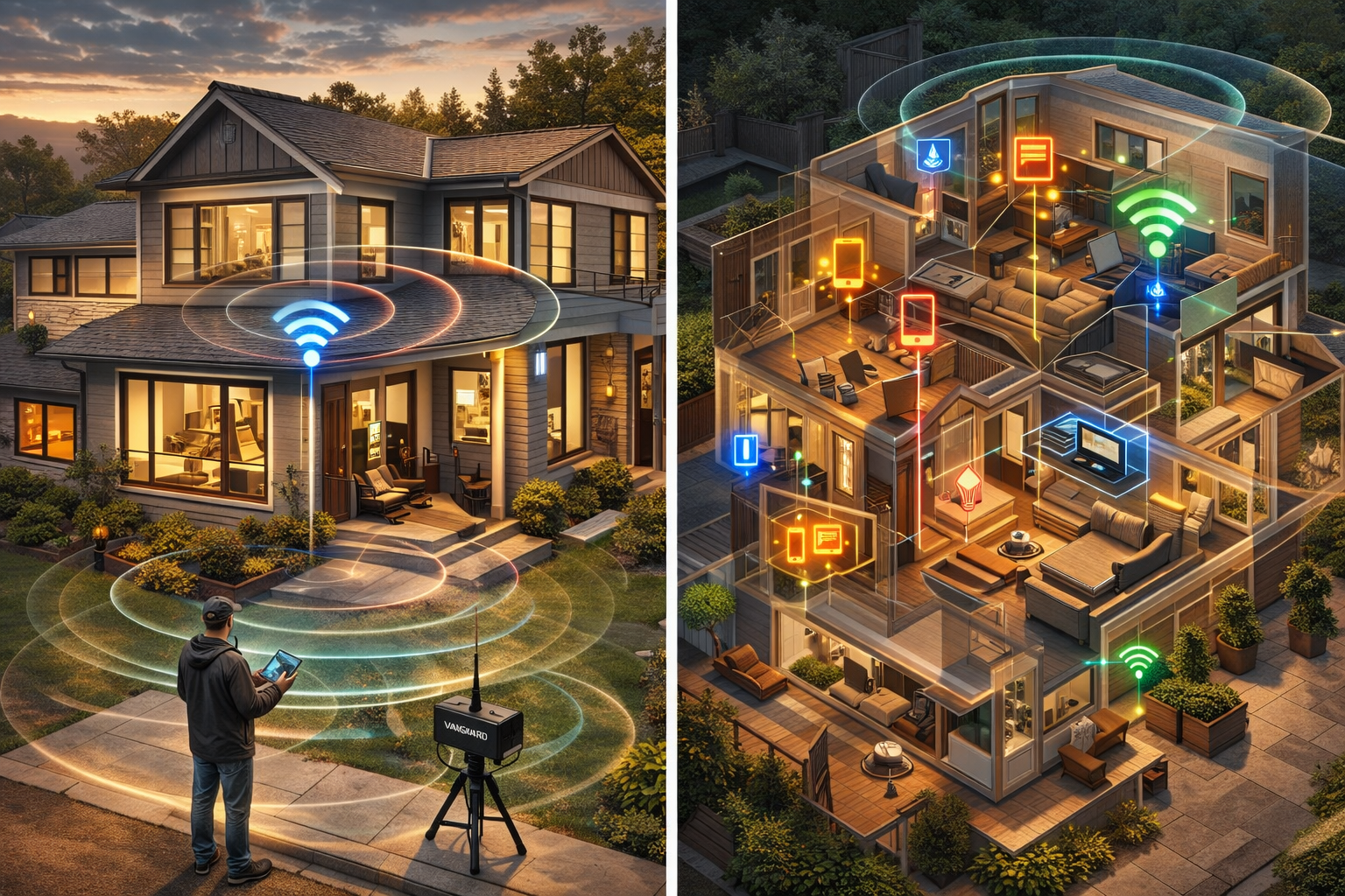 Connected Home Security at Dusk